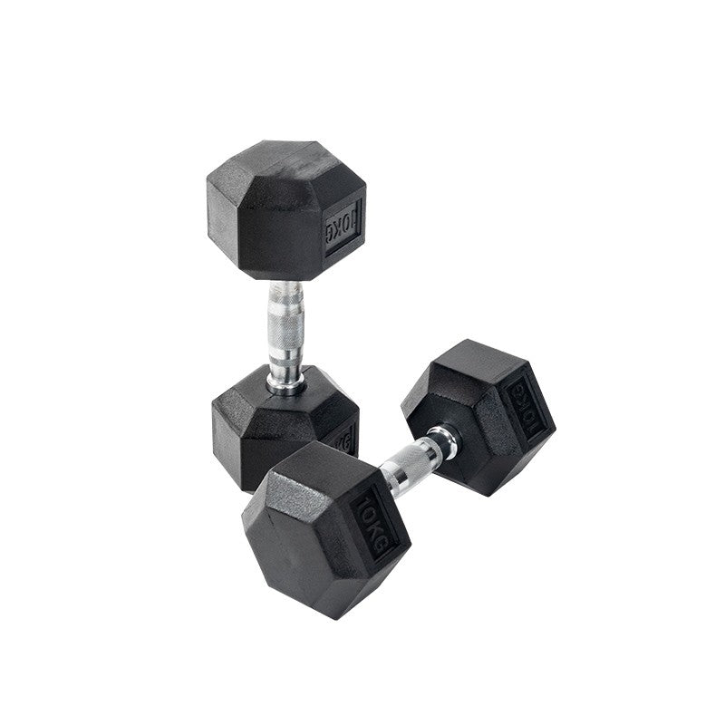 Rubber Dumbbell and 6-Tier Vertical Storage Rack Package Deal