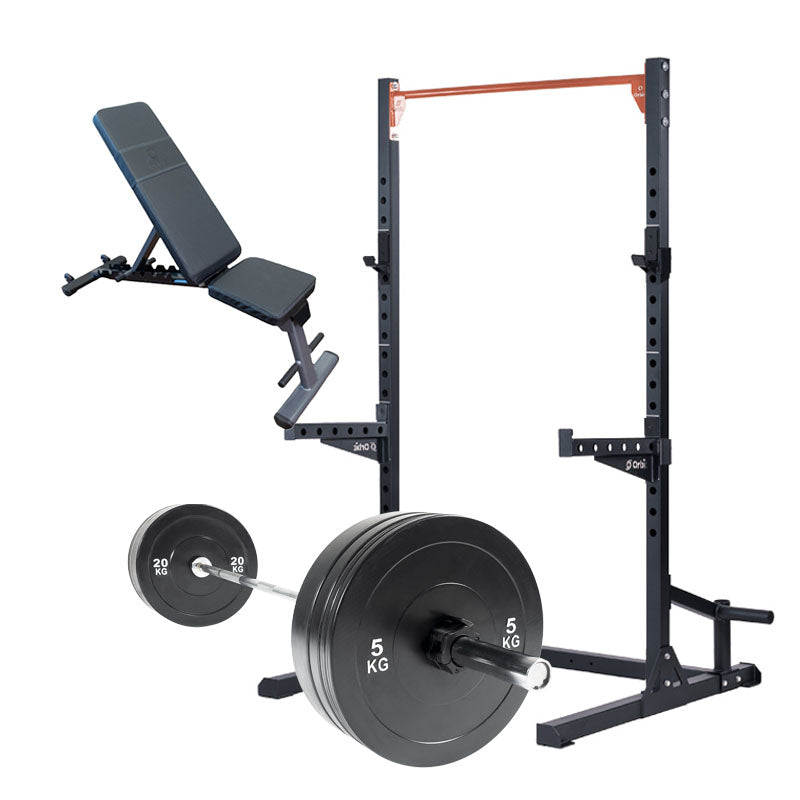 Orbit Half Rack with Bench and Black Bumper 80KG Package