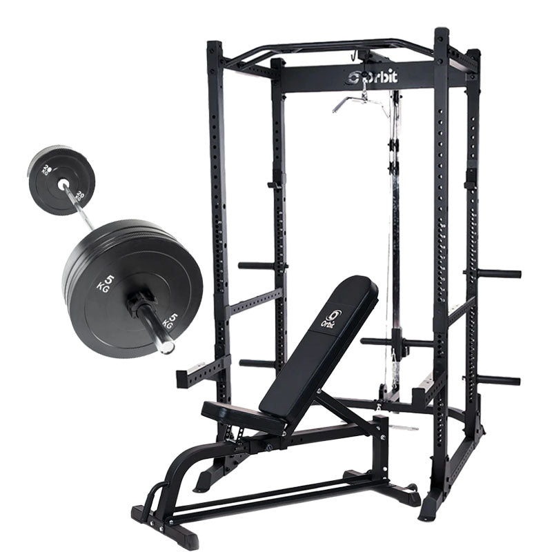 Max Power Rack Package with Bench and 80KG Bumper Package