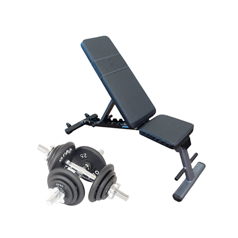Orbit Foldable Bench OBB1104A with 20KG Adjustable Dumbbell Set