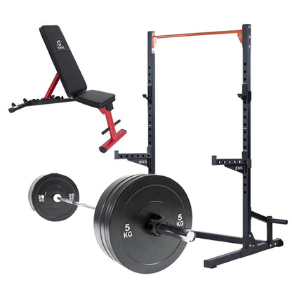 Orbit Half Rack with Bench and Black Bumper 80KG Package