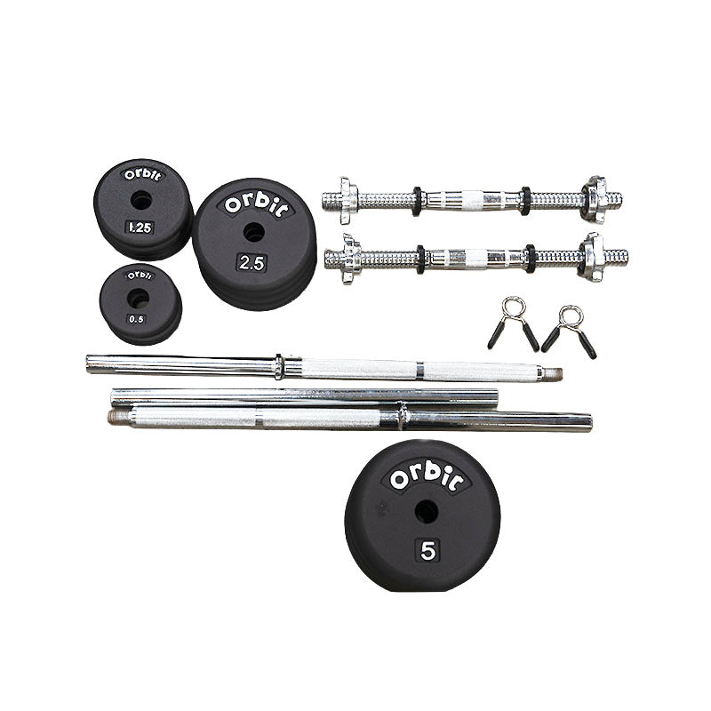 3 Piece Barbell Kit & Dumbbell Set 48.2KG