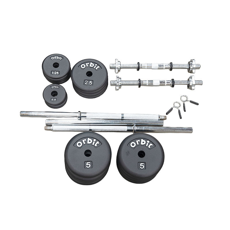 3 Piece Barbell Kit with Adjustable Dumbbell 68.2kg Set