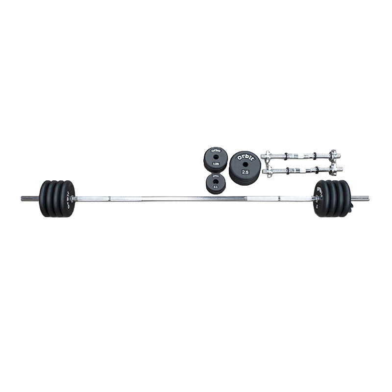 3 Piece Barbell Kit with Adjustable Dumbbell 68.2kg Set