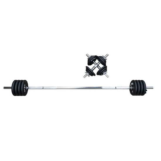 3 Piece Barbell Kit with Adjustable Dumbbell 68.2kg Set