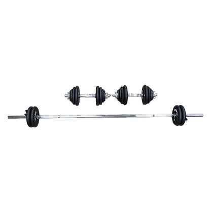 3 Piece Barbell Kit with Adjustable Dumbbell 68.2kg Set