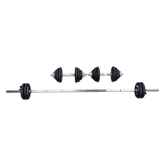 3 Piece Barbell Kit with Adjustable Dumbbell 68.2kg Set